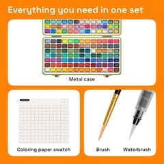 ARTISTRO 50 Metallic Colors Watercolor Paint Set – Portable Paint Set with Pa…