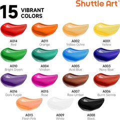 Acrylic Paint Set, 15 x 12ml Tubes Artist Quality Non Toxic Rich Pigments Col…