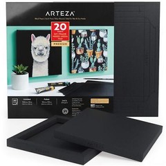 Arteza DIY Foldable Canvas Frame | Black | Mixed Media | 9.5 x 9.5 – 20 Sheets