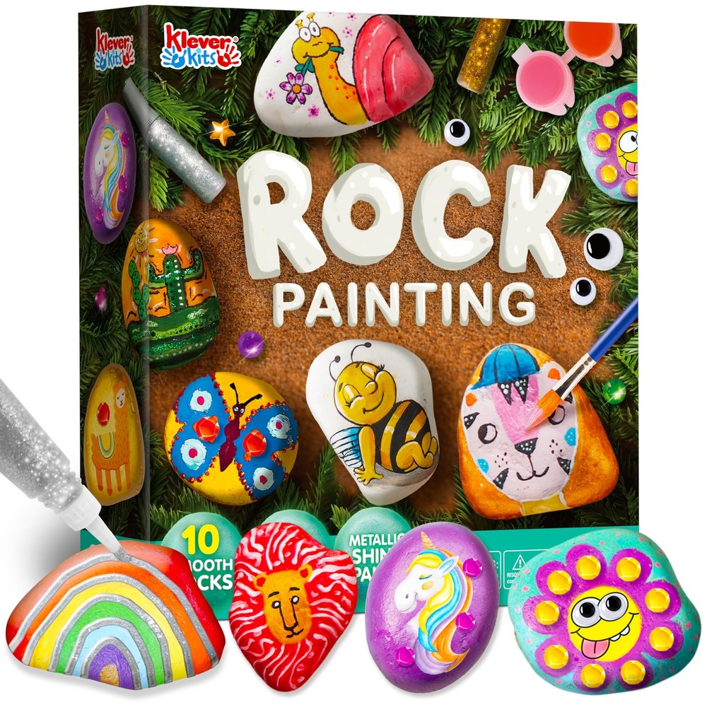 Joyin Rock Painting Kit For Kids Arts And Crafts For Ages 6-12 Diy Supplies For