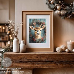 Jingle Jungle | A4 Fiber Decoupage | Paper for Decoupage | Christmas Stag