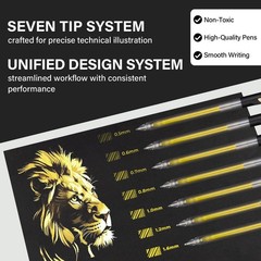 ZSCM Retractable Gold Gel Pen, 7 Nib Sizes – 1 Count (Pack of 7), 7