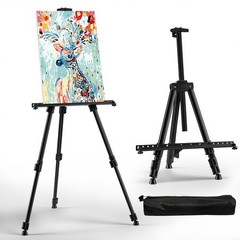 Art Easel for Painting and Display – Adjustable Floor 66 Inch Folding Aluminu…