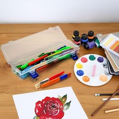 8 Pack Plastic Paint Brush Holder, 13″ Long Translucent Watercolor Pens Penci…