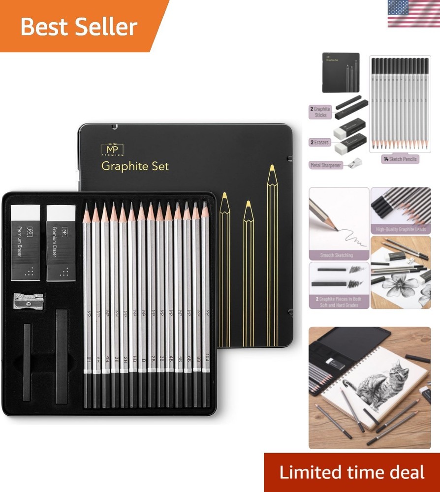 Artistic 19-Piece Sketch Pencil Set with Graphite Sticks and Sharpener