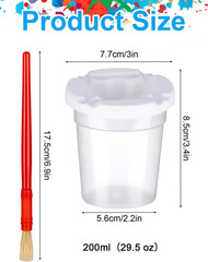 8 Packs No Spill Paint Cups with Lids, Large Paint Water Cup with 8 Pcs Paint Br