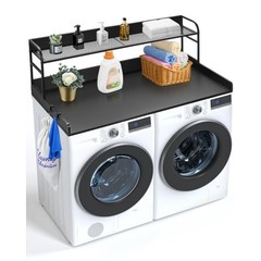 Washer Dryer Countertop with 2-Tier Shelf, 54″ x 27″ Wooden Washer and Dryer…