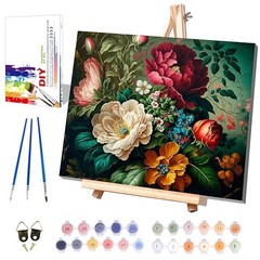 Peony Paint by Numbers for Adults with Framed Canvas-with 12*16inch DKMT0135