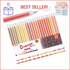 HUJUGAKO 24 Color Orange Yellow Gel Pens,Glitter Metallic Crystal Pastel Fine Ti