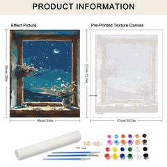 Paint By Numbers Moonlit Window Romantic Moonlit Window View Full Drill Art