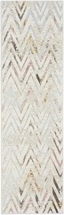 8′ Ivory Black and Gray Chevron Distressed Non Skid Runner Rug