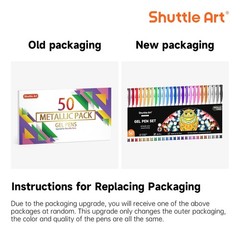 50 Pack Metallic Gel Pens Set – 25 Colors + 25 Refills for Adult Coloring & Dood