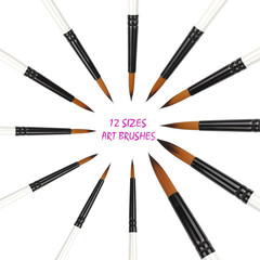 12 PCS Round Paint Brushes Set, Artist Brush for Acrylic Watercolor Oil Painting