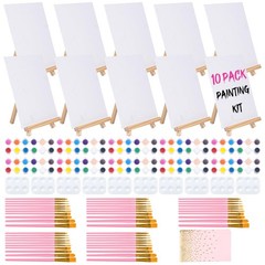 10 Pack 8 x 10In Canvas Boards and Easel Set Sip and Paint Kit for Adults Tee…