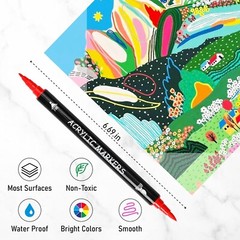 30 Colors Acrylic Paint Markers Dual Tip Fine Brush for Detailed Art Crafting
