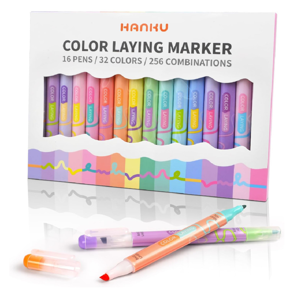 Color Layering Double Sided Markers,16pcs 32Colors Dual Tip Magic Markers,Bro…