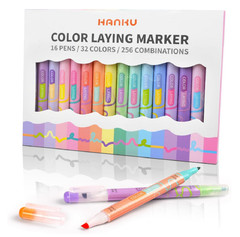 Color Layering Double Sided Markers,16pcs 32Colors Dual Tip Magic Markers,Bro…