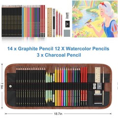 , Sketching Pencil Set Drawing Pen Charcoal Sketch Kit Cover Graphite Charcoa…