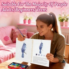 Watercolor Workbook for Beginners – 24 Colors Paint Set & Coloring Animals