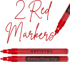 2 Red Acrylic Paint Markers – 0.7Mm Extra Fine-Tip Paint Pens – Perfect for Craf