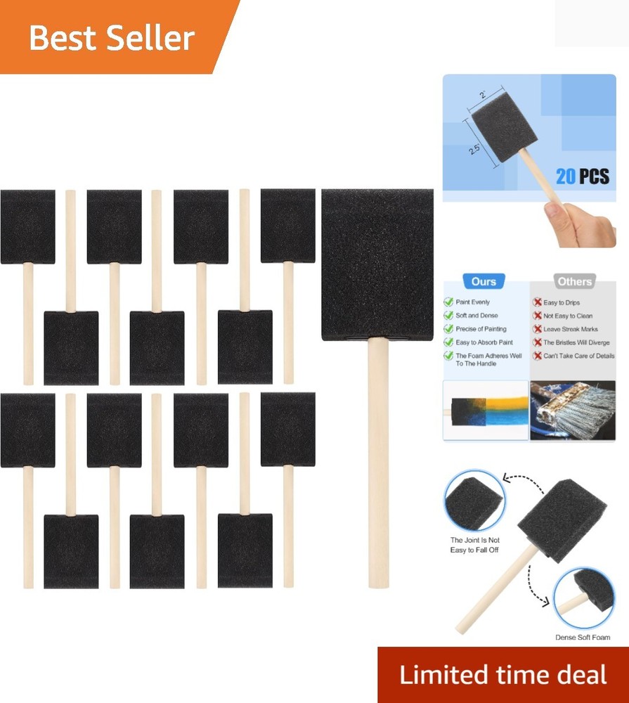 Multi-Purpose 20 Pcs 2 Inch Foam Paint Brushes – Ideal for Crafts & Staining