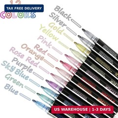 Upanic Outline Markers – 12 Colors Shimmer Markers Glitter Gel Pens, Teen Girls