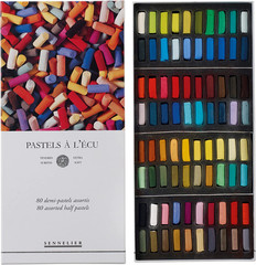 Extra-Soft French Half Pastel Professional Artist Box Set, 80-Colors