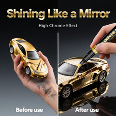 3Pcs Gold Liquid Mirror Chrome Markers, Permanent Reflective Metallic Gold Paint