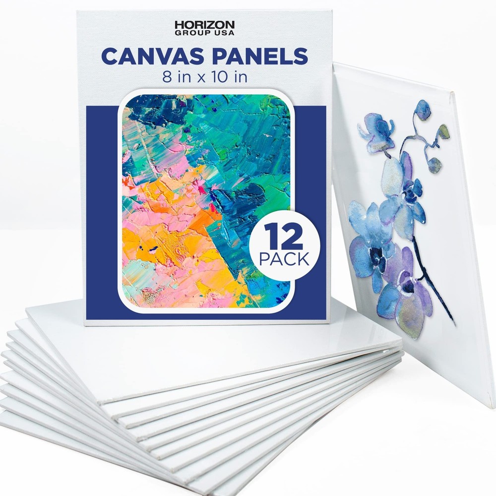 Horizon Group USA 8×10 Painting Panel Canvas Boards, Pack of 12, Multicolor
