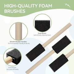 20 Pcs Foam Paint Brushes, 1” Sponge Paint Brush, Foam Brushes for Painting, Cr