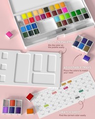 Nicpro 48 Colors Watercolor Paint Set with 8PCS Painting Brushes, 25 Sheet Water