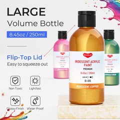 20 Colors Iridescent Acrylic Paint 8.45oz/250ml Large Bulk Metallic Acrylic P…