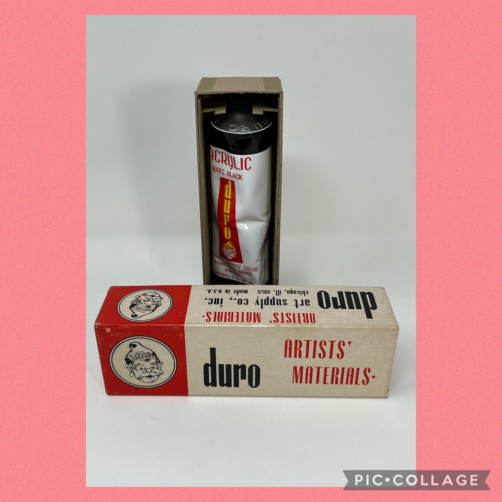 Vtg Acrylic Paint Mars Black 5 FL. OZ. Duro Artist Materials USA w/Original Box