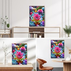QINRUBB DIY Colorful Succulents Diamond Art Kit for 12×16 inches, USQR375