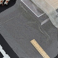 White Rhinestone Fabric 15.7×11.8inch Soft Stretch Elastic Mesh Sparkling Str…