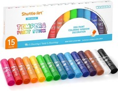 15 Count Tempera Paint Sticks – Vibrant Washable Colors for Kids’ Creativity
