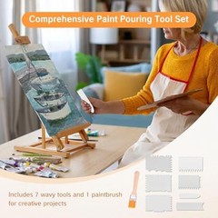 7 in 1 Texture Art Tools and 1 Paint Brush Scraper Acrylic Pouring Swipe