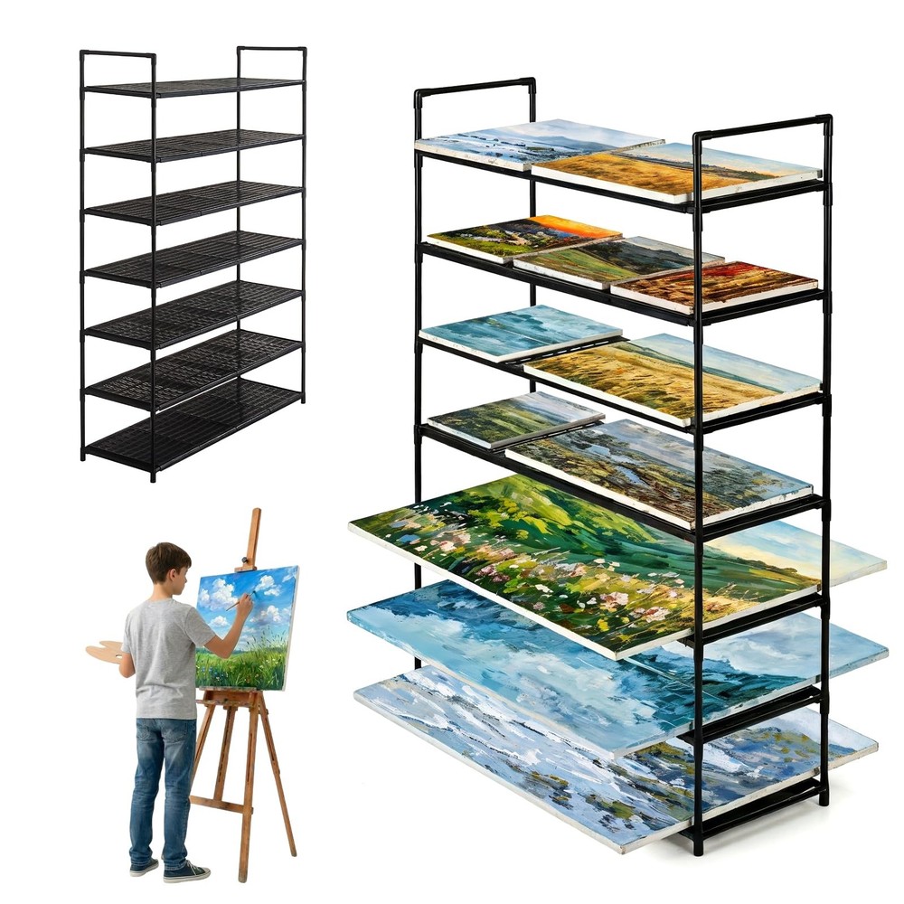 Gleecosy Art Drying Rack for Classroom, Large and Lightweight 7-Tier with Rem…