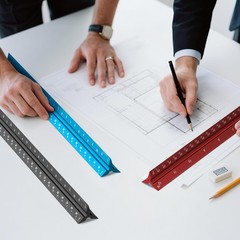 Rena Chris Architectural Scale Ruler: 12″ Imperial Aluminum Alloy 1, Blue
