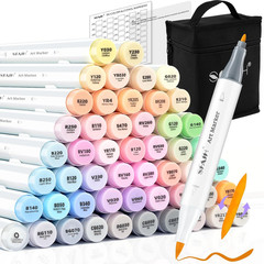 Pastel Alcohol Markers Brush Tip – 51 Brush & Fine Dual Tip Art Markers for Arti