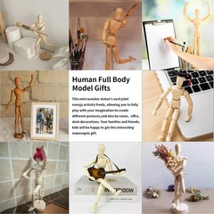 2 Pack 8″ Drawing Mannequin,7″ Little Hand Model,Artists Wooden Drawing Figure A