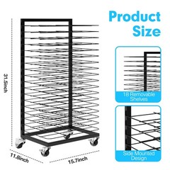 Homelio Art Drying Rack for Painting 18 Removable Shelves(A3) Metal,Mobile Lo…