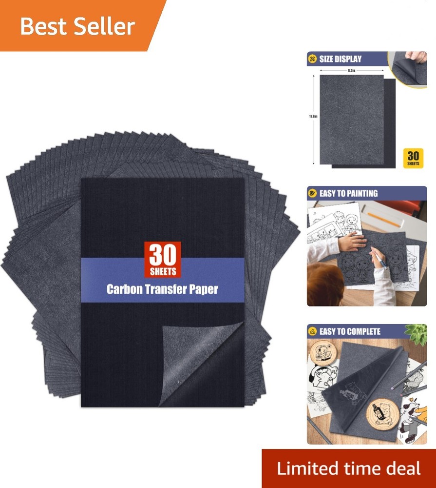 Carbon Paper for Tracing Transfer-Paper Pad, 30 Pcs Black Graphite Copy Paper fo