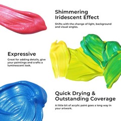 Iridescent Acrylic Paint Set 20 Chameleon Colors in 8.45 oz/250ml Bottles Lar…