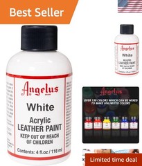 Transform Your Leather: Acrylic Leather Paint 4oz White, Quick-Dry & Durable