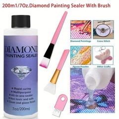 Diamond Painting Sealer Glue 60/120/200ML with Brushes Permanent Shine Kit