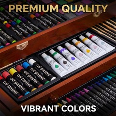175 Piece Deluxe Art Set with Wooden Case Drawing Supplies