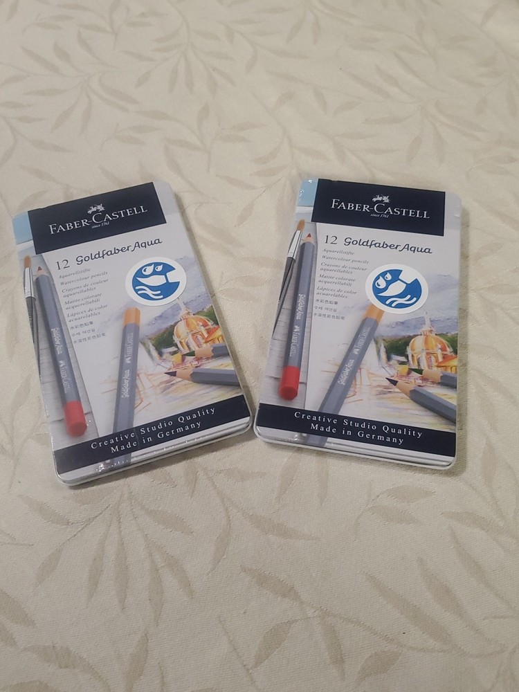 2 Faber Castell Goldfaber Aqua Set of 12 Watercolour Pencils Pack New Germany