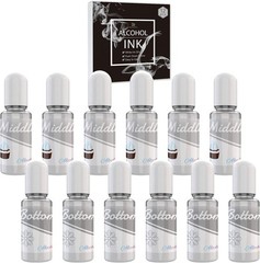 White Alcohol Ink Set – 4 Ounce 2 Type Color for Resin 12 x 10ml