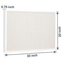 OWLKELA 20” x 30” Linen Bulletin Board, White Framed 30″ x 20″,